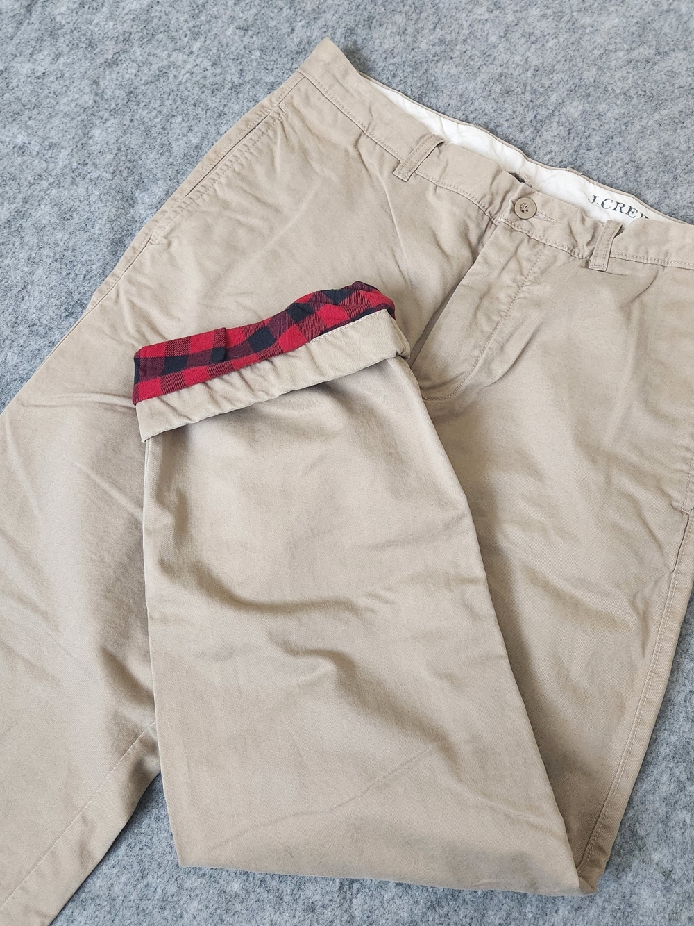 J Crew Flannel Lined Chino Pants Men's 32x30 (32x29.5) Khaki Outdoor Winter Y2K